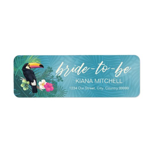 Watercolor Tropical Toucan Bride_to_Be Teal ID577 Label