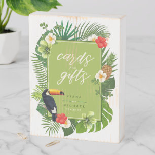 Watercolor Tropical Toucan Cards Gifts Green ID577 Wooden Box Sign