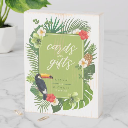 Watercolor Tropical Toucan Cards Gifts Green ID577 Wooden Box Sign