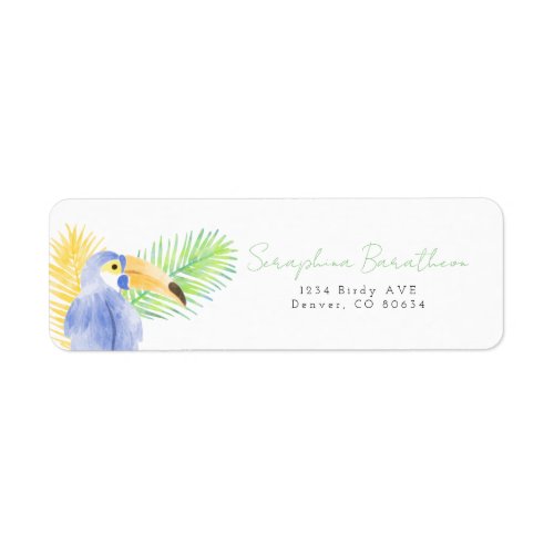 Watercolor Tropical Toucan Parrot Label