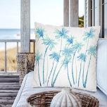 Watercolor Tropical Turquoise Palm Trees Throw Pillow<br><div class="desc">Add a touch of the tropics to your home decor with this cotton throw pillow featuring watercolor palm trees in shades of tropical turquoise blue and green. Perfect for beach house and coastal decor.</div>