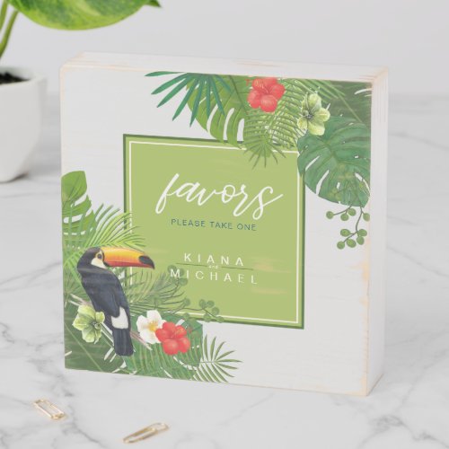 Watercolor Tropical wToucan Favors Green ID577 Wooden Box Sign