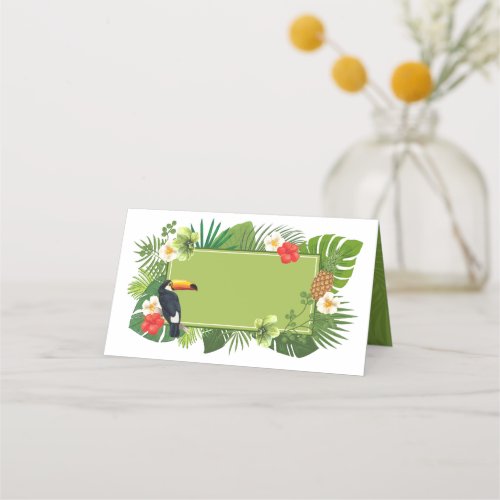 Watercolor Tropical wToucan Green ID577 Place Card
