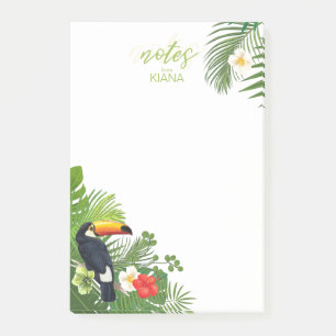 Watercolor Tropical w/Toucan Green ID577 Post-it Notes