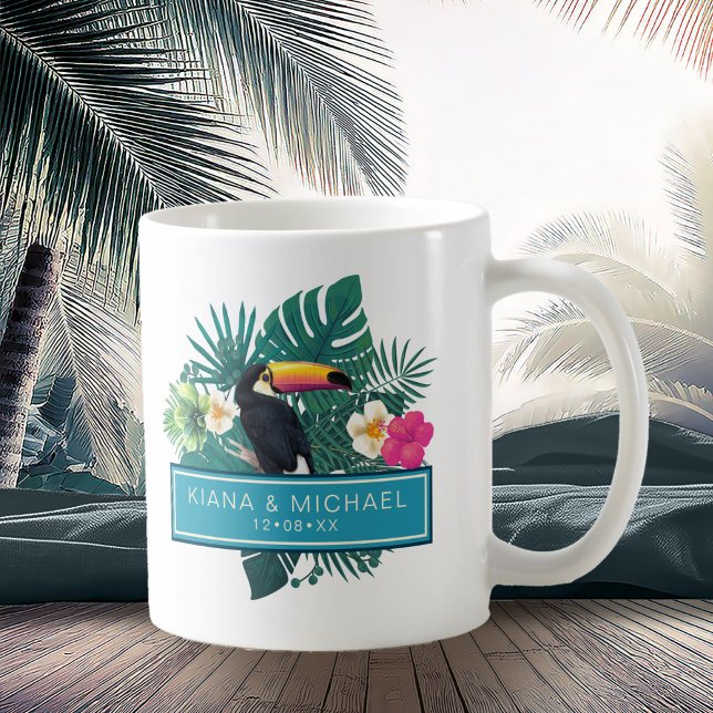 Watercolor Tropical w/Toucan Wedding Teal ID577 Coffee Mug (Creator Uploaded)