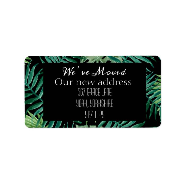 Watercolor Tropical We’ve Moved New Address Label (Front)