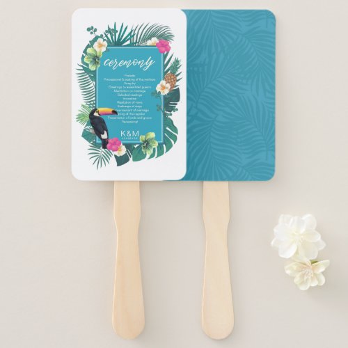 Watercolor Tropical Wedding Ceremony Teal ID577 Hand Fan