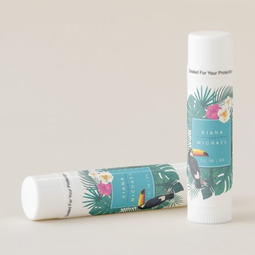 Watercolor Tropical Wedding Favor Teal ID577 Lip Balm