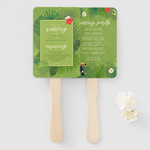 Watercolor Tropical Wedding Party Green ID577 Hand Fan