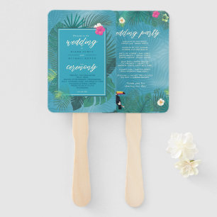 Watercolor Tropical Wedding Party Teal ID577 Hand Fan
