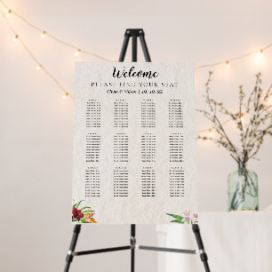 Watercolor Tropical Wedding Seating Chart Foam Board
