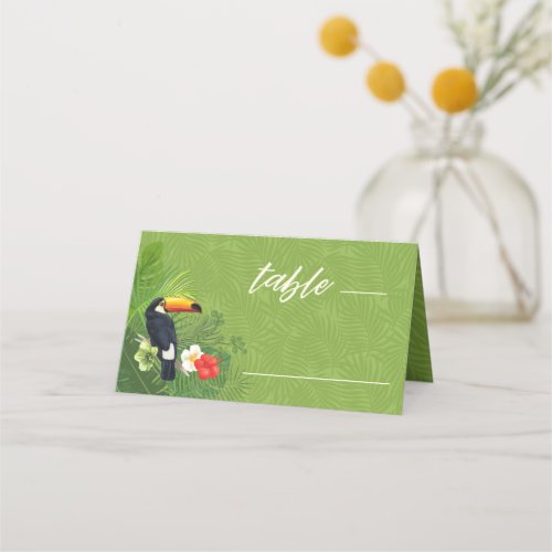 Watercolor Tropical Wedding Table Green ID577 Place Card
