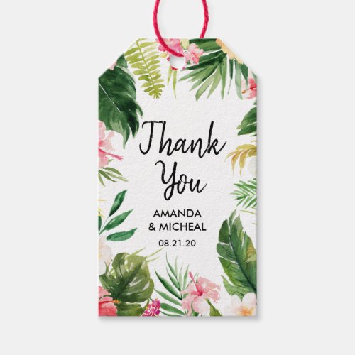 Watercolor Tropical Wedding Thank You Gift Tags