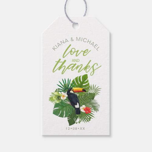 Watercolor Tropical Wedding Thanks Green ID577 Gift Tags