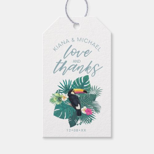 Watercolor Tropical Wedding Thanks Teal ID577 Gift Tags