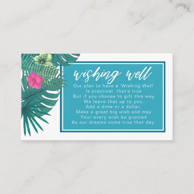 Watercolor Tropical Wishing Well V1 Teal ID577 Enclosure Card (Front)