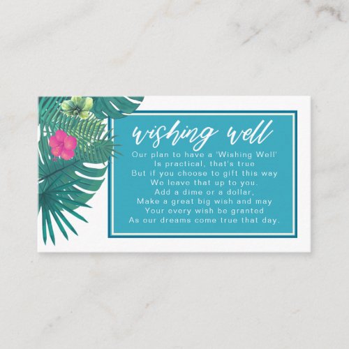 Watercolor Tropical Wishing Well V1 Teal ID577 Enclosure Card