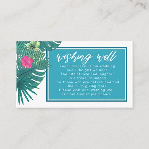 Watercolor Tropical Wishing Well V2 Teal ID577 Enclosure Card