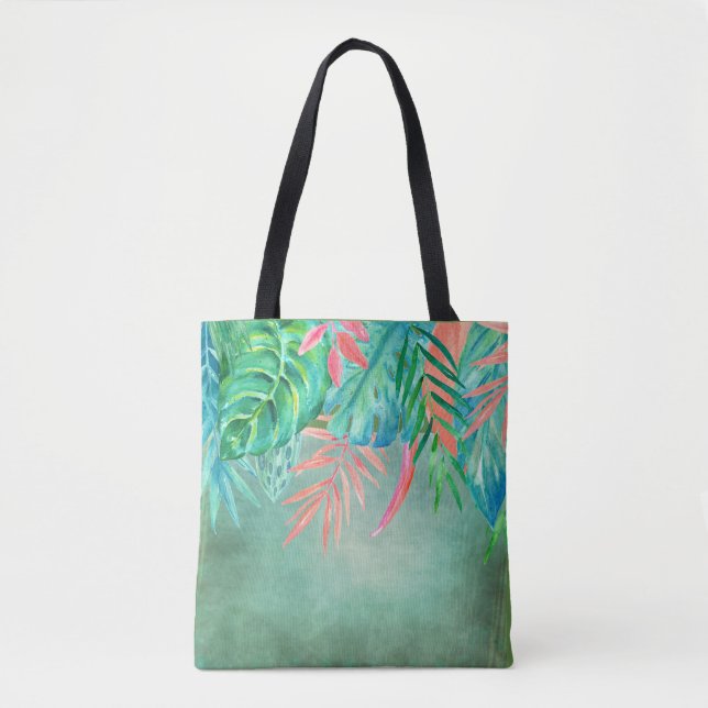 Watercolor Tropicals All Over Tote Bag (Front)