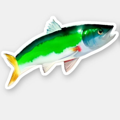 Watercolor trout bass fishing sticker