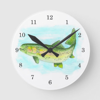 Watercolor Trout Clock