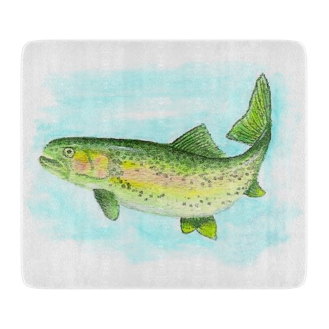 Watercolor Trout Cutting Board