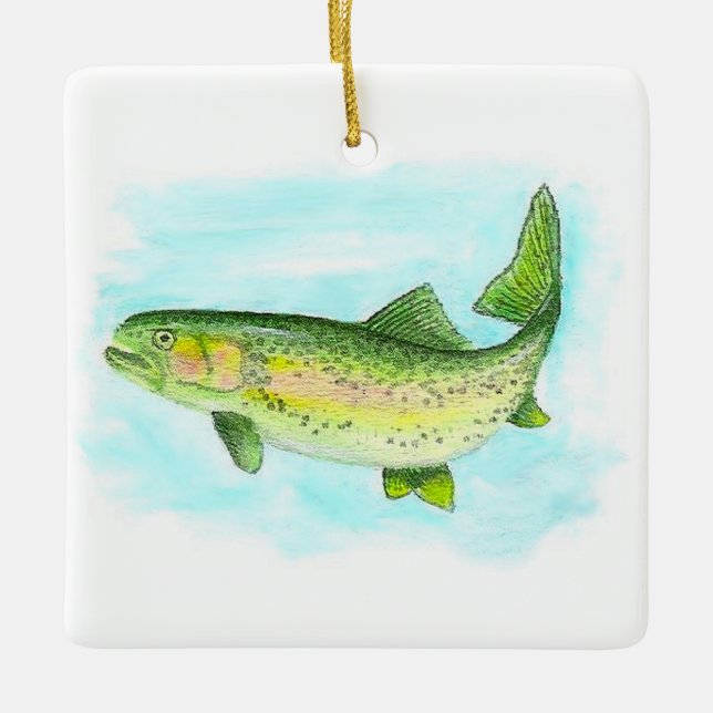 Watercolor Trout Ornament (Front)