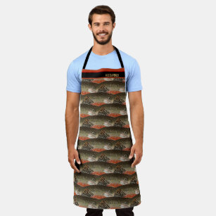Watercolor Trout Pattern Fisherman chef cook  Apron
