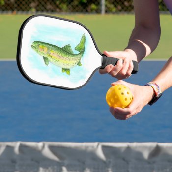 Watercolor Trout  Pickleball Paddle by Mousefx at Zazzle