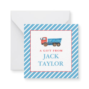 Watercolor Truck Boys Personalized Gift Enclosure Note Card