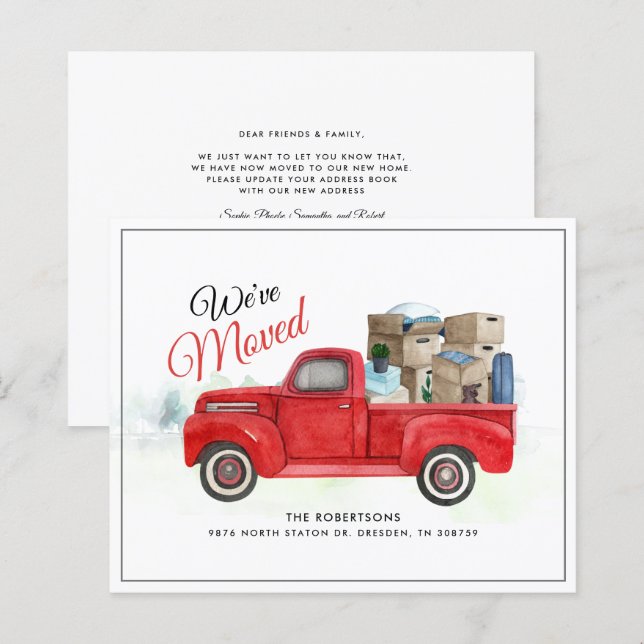 Watercolor Truck Moving New Address Announcement (Front/Back)