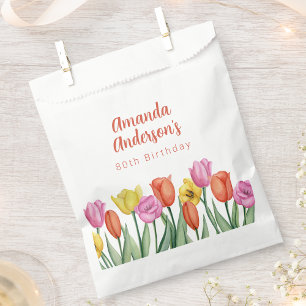 Watercolor Tulip Birthday Party  Favor Bag