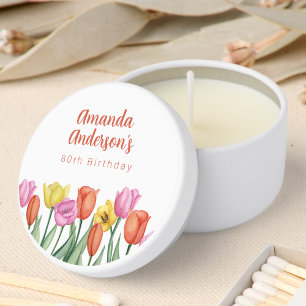 Watercolor Tulip Birthday Party  Mini Candle Favors