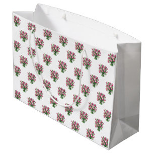 Watercolor Tulip Bouquet Floral Pattern Large Gift Bag