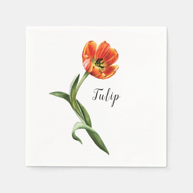 Watercolor Tulip Floral Napkins (Front)