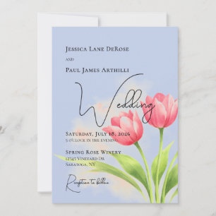 Watercolor Tulip Floral Wedding Invitation