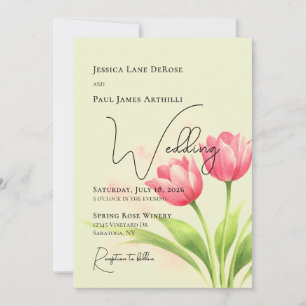 Watercolor Tulip Floral Wedding Invitation