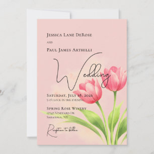 Watercolor Tulip Floral Wedding Invitation