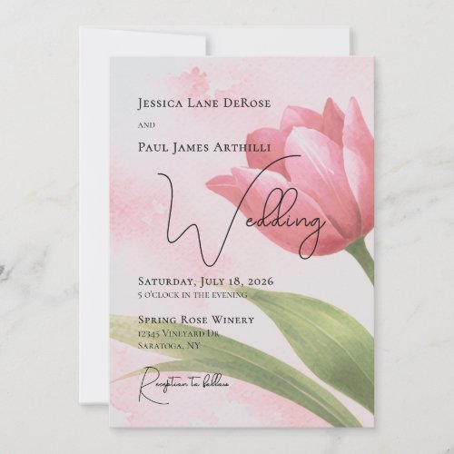 Watercolor Tulip Floral Wedding Invitation