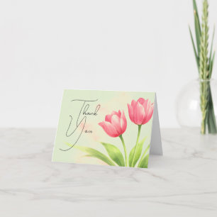 Watercolor Tulip Floral Wedding Thank You Card
