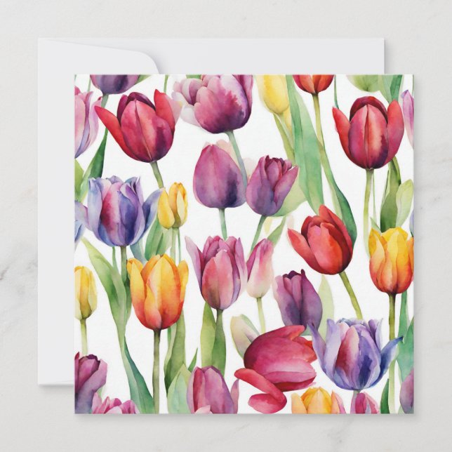 Watercolor Tulip Flowers Any Occasion  Card (Front)