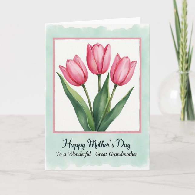 Watercolor Tulip Mothers Day Card (Front)