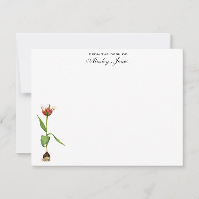 Watercolor Tulip Personalized Flat Thank You Card (Front)