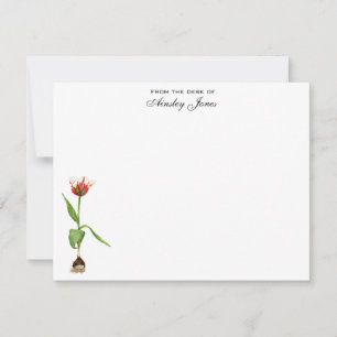 Watercolor Tulip Personalized Flat Thank You Card