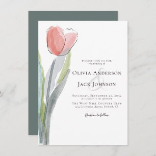 Watercolor Tulip Wedding Invitation