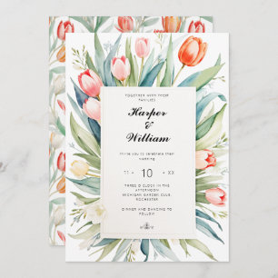 Watercolor tulip wedding invitation