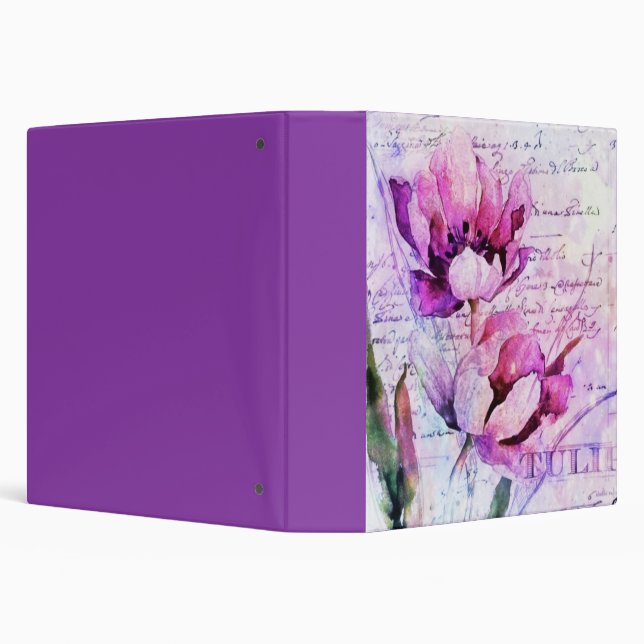 Watercolor tulips  3 ring binder (Background)
