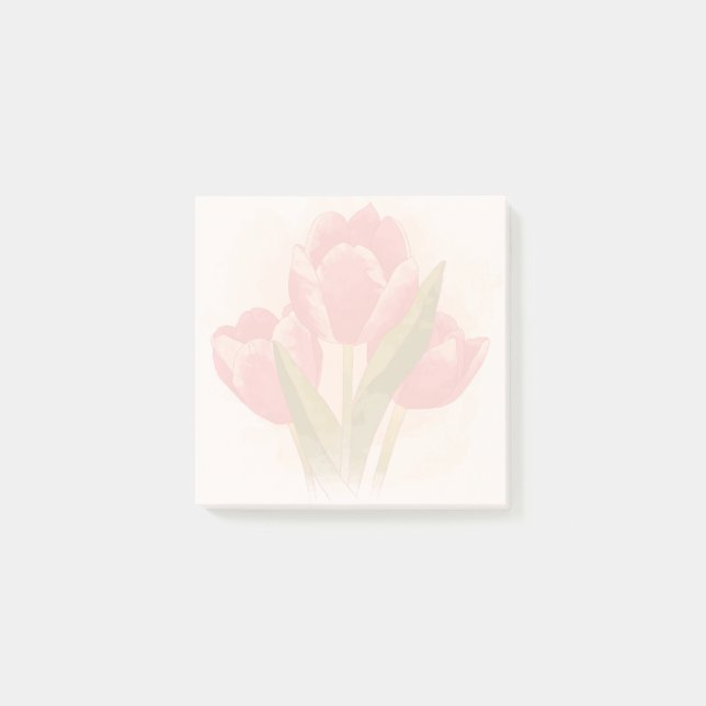 Watercolor Tulips 3x3 Post-it Notes (Front)