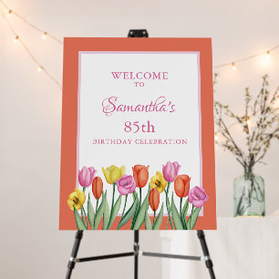 Watercolor Tulips 85th Birthday Party Foam Board