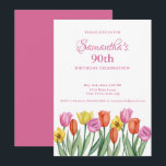 Watercolor Tulips 90th Birthday Party Invitation<br><div class="desc">Beautiful watercolor illustration of colorful spring tulips - perfect for a spring birthday parties.

Customize the 90th birthday invitation card for any milestone birthday.</div>
